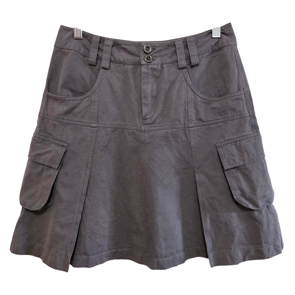 Military Chic Women's L Charcoal Gray‎ Cotton Twill Cargo Mini Skirt Utility